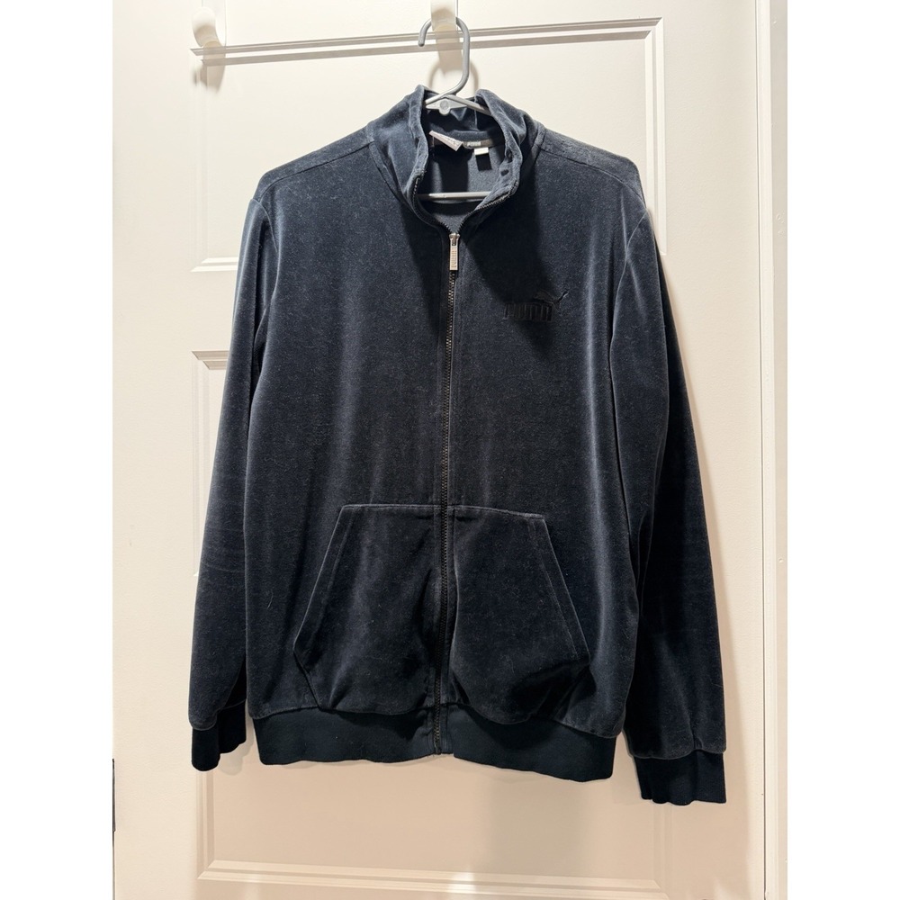 Men's Puma‎ Velour Track Jacket – Size Medium – Teal Blue – Full Zip Y2K